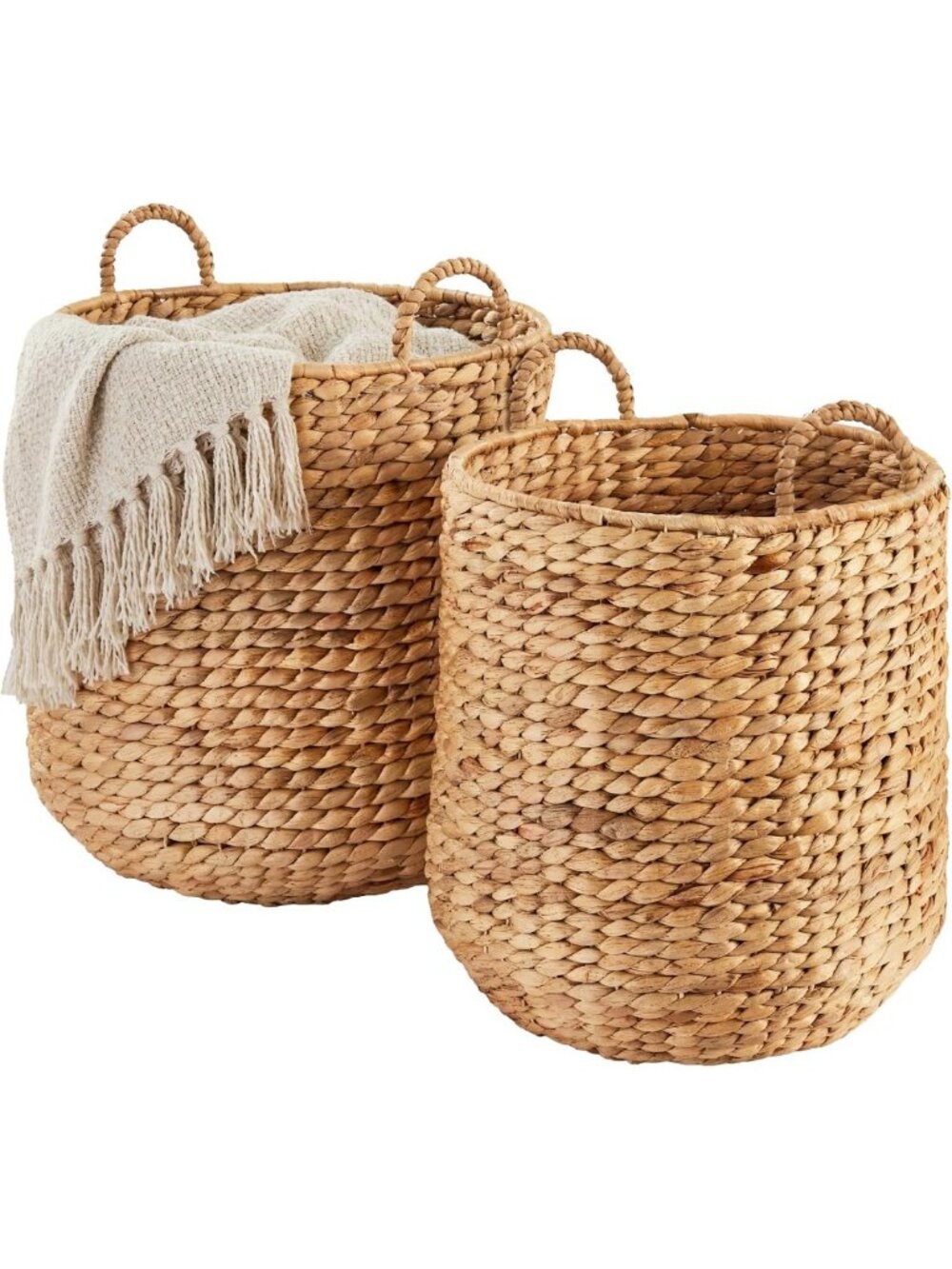 Handwoven Water Hyacinth Nesting Baskets with Handles - Storage Organizer